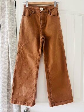 Whimsy + Row Cropped Wide Leg Jeans Brown High Rise Women’s 24